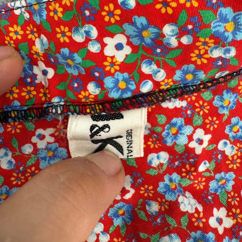 Vintage Laurel Tokyo Red Floral Ditsy Wrap Skirt A-Line Midi Cottagecore 30in - Picture 3 of 5